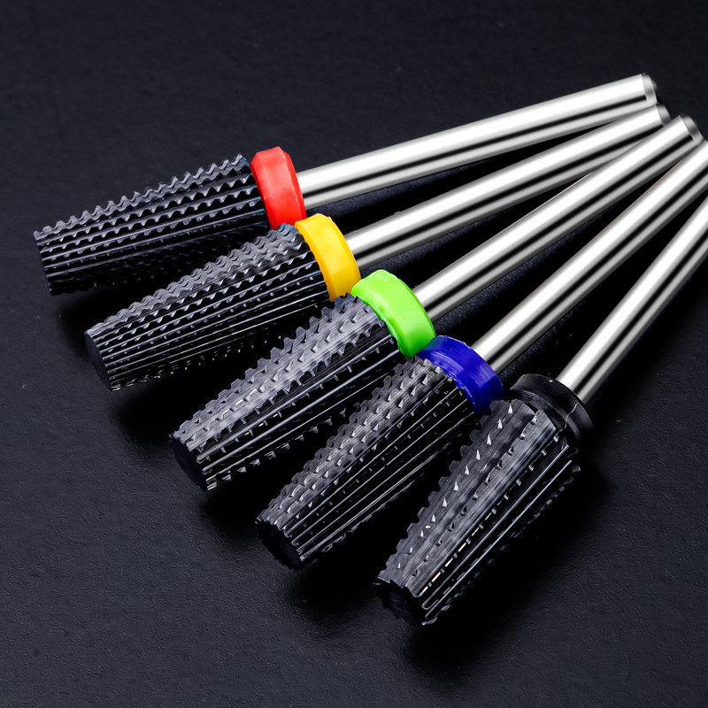 Burghiu negru 5 în 1 din ceramică pentru unghii pentru mașină de găurit electric Freză cu tijă de 3/32" Îndepărtare rapidă gel acrilic sau dur