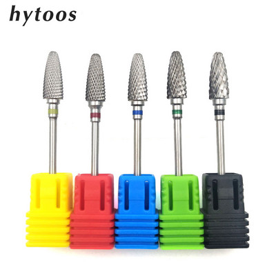 Burghie pentru unghii din carbură de tungsten HYTOOS, 5 dimensiuni, 3/32 ", freze rotative pentru manichiură, accesorii pentru foraj pentru manichiură, îndepărtarea gelului