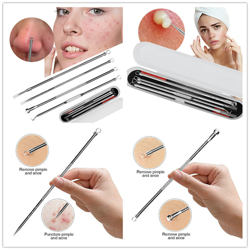 4 bucăți puncte negre pete negre acnee comedon pentru îndepărtarea petelor de cosuri Îngrijirea pielii femei frumusețe tratament acnee curățarea porilor cârlig cu ac