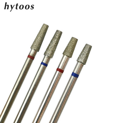 HYTOOS kūginiai nagų grąžtai Diamond Cuticle Clean Burr Russian Mills Elektriniai manikiūro grąžtai Nagų priedai