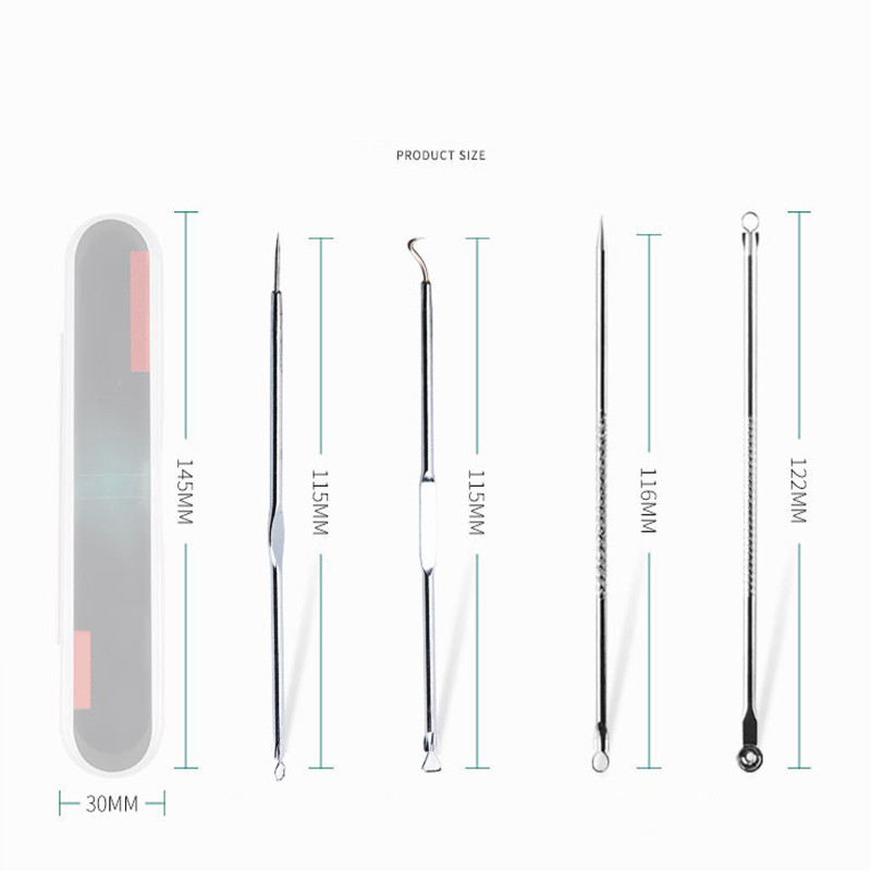 Srebrni od nehrđajućeg čelika 4 kom. Miteseri, komedoni, akne, prištići, mrlje, sredstvo za uklanjanje mrlja, alat za uklanjanje mitisera za lice, alat za njegu kože