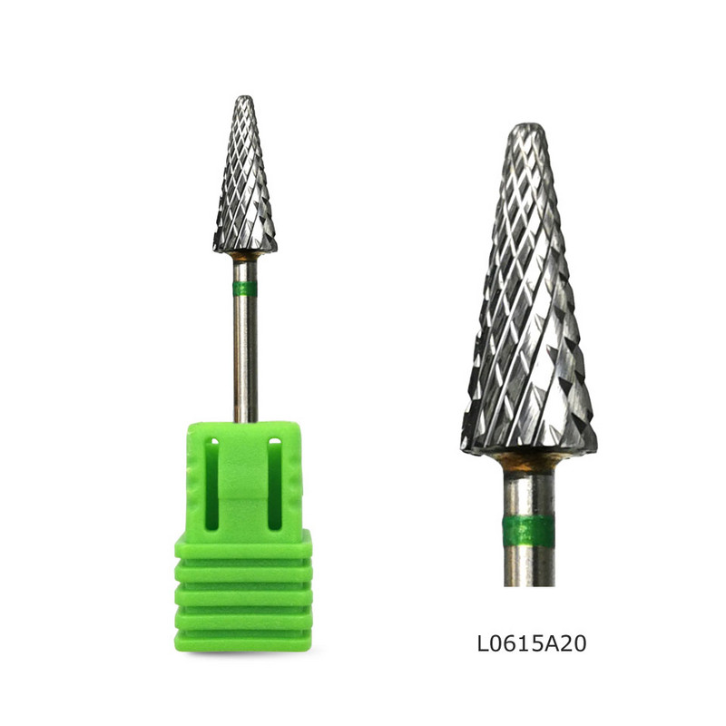 Burghie pentru unghii HYTOOS, con, din carbură, freză de 3/32" pentru manichiură, freză rotativă pentru unghii, instrument pentru accesorii de găurit electric