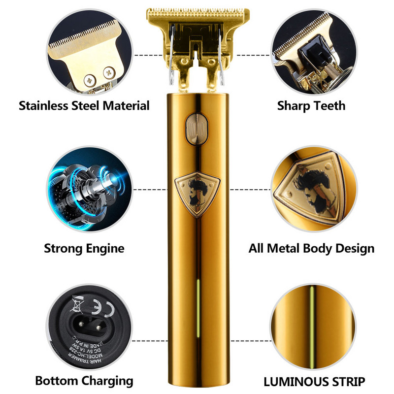 Elektrinis vyriškas skustuvas Žoliapjovė vyrams Barber Razor Cordless T9 Plaukų kirpimo mašina Barzdos žoliapjovė Skutimosi mašina Belaidė