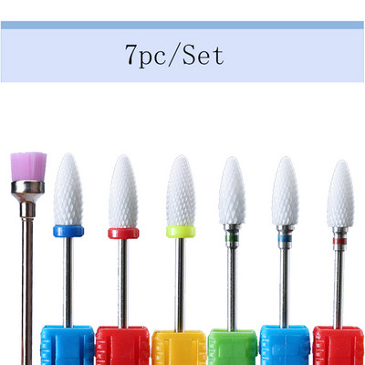 Set de burghie din oțel din tungsten din ceramică, 7 bucăți pentru unghii