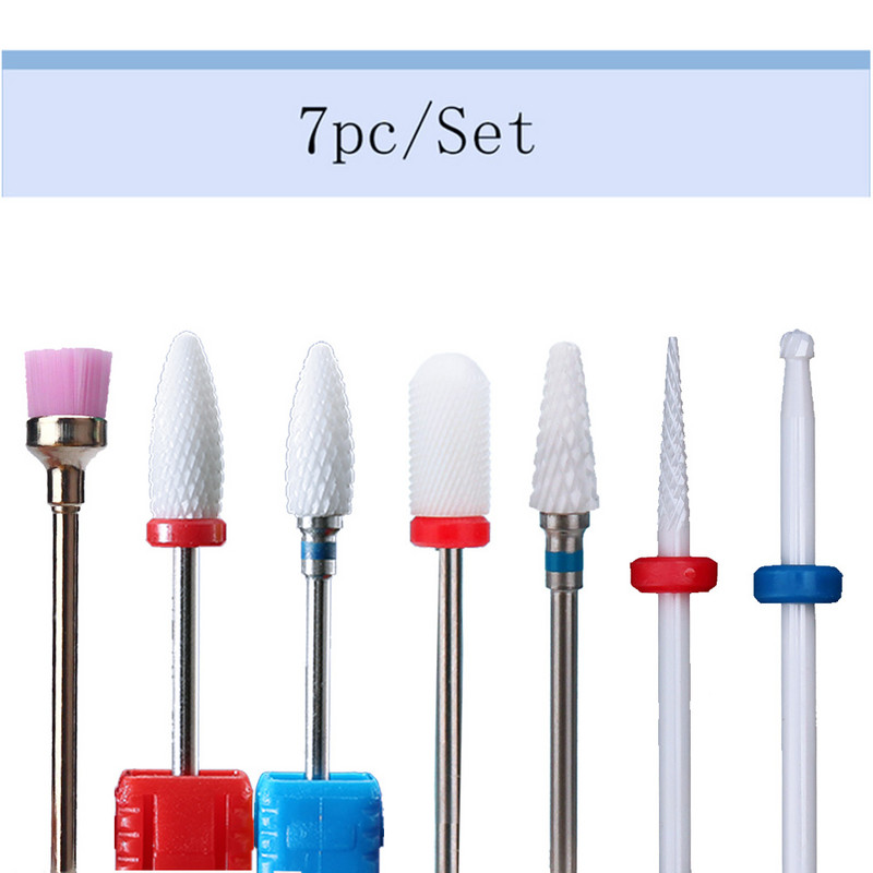 Set de burghie din oțel din tungsten din ceramică, 7 bucăți pentru unghii