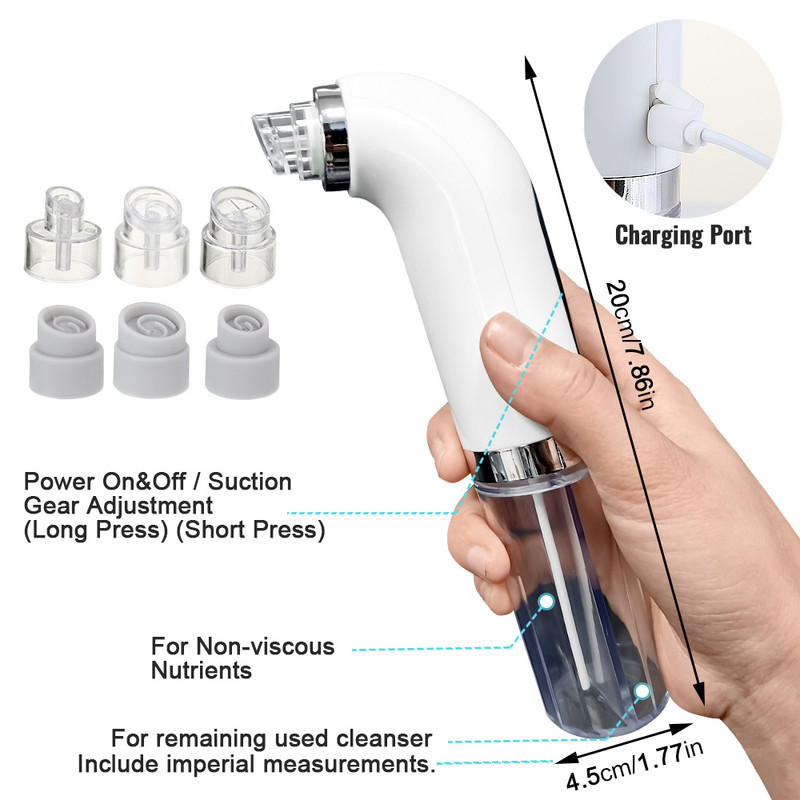 Dispozitiv de îndepărtare a punctelor negre Aspirator pori pentru curățarea feței Coșuri electrice pentru îndepărtarea capului negru, reîncărcabil prin USB, instrumente de curățare a feței cu ciclul de apă
