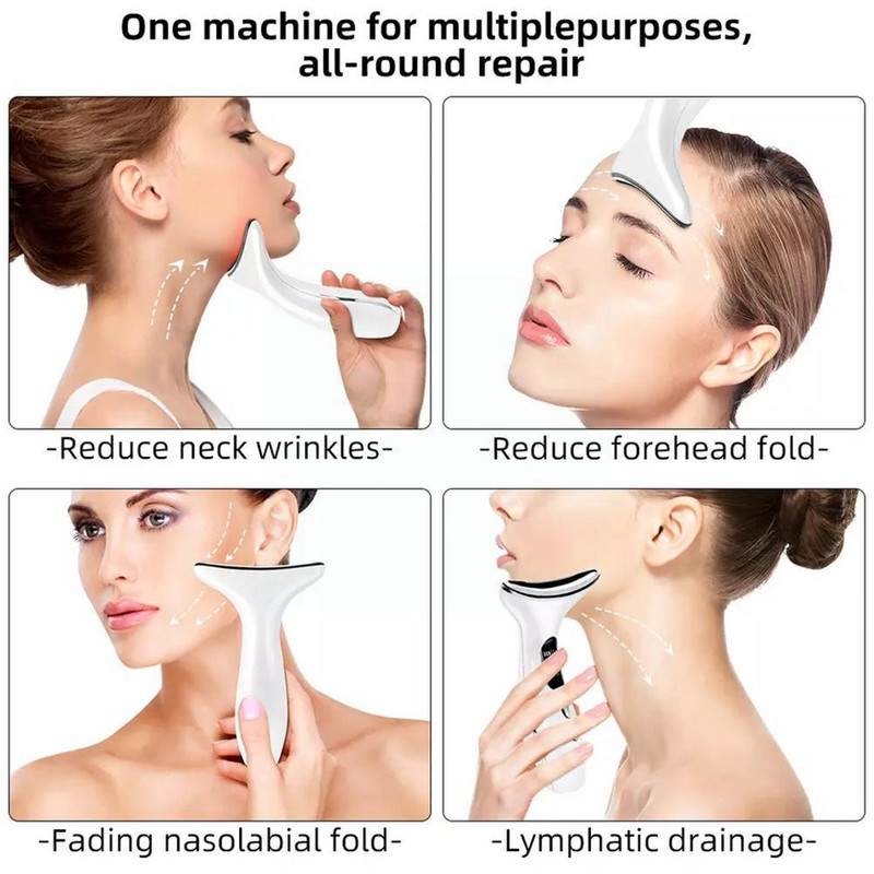 EMS Microcurrent Neck Beauty Device LED Photon Firming Thin Skin Anti Double Care Facial Wrinkle Revenation Massager Face J4H3