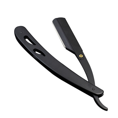 Ανδρικά εργαλεία ξυρίσματος κουρέας Ξυράφι και λεπίδες αντίκες Μαύρο πτυσσόμενο μαχαίρι ξυρίσματος Ανοξείδωτο ίσιο θήκη ξυραφιού