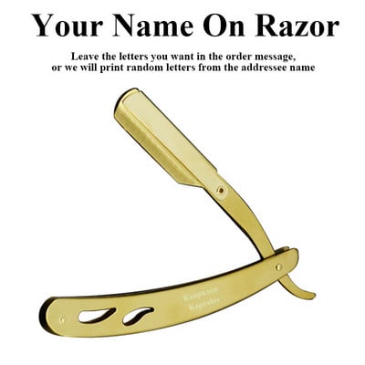 Vīriešu skūšanās friziera instrumenti Matu skuveklis un asmeņi antīki melni salokāmi skūšanās nazis nerūsējošā tērauda taisns skuvekļa turētājs