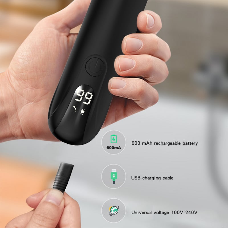 Trimer za tijelo za muškarce, električni trimer za prepone, trimer za bradu koji se može mijenjati, keramičke glave s oštricama, vodootporan za mokro/suho