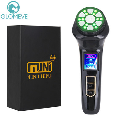 Mini mașină HiFU 4 în 1 cu ultrasunete RF EMS Pulse Dispozitiv de înfrumusețare facială pentru ridicarea gâtului, strângere a pielii, masaj antirid pentru față