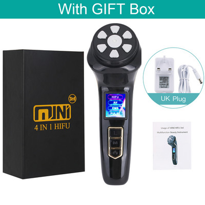4 az 1-ben Mini HiFU gép Ultrahangos RF EMS Pulse Facial Beauty Device Neck Lifting Bőrfeszesítő Ránctalanító Arcmasszírozó