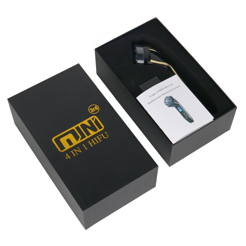 4 az 1-ben Mini HiFU gép Ultrahangos RF EMS Pulse Facial Beauty Device Neck Lifting Bőrfeszesítő Ránctalanító Arcmasszírozó