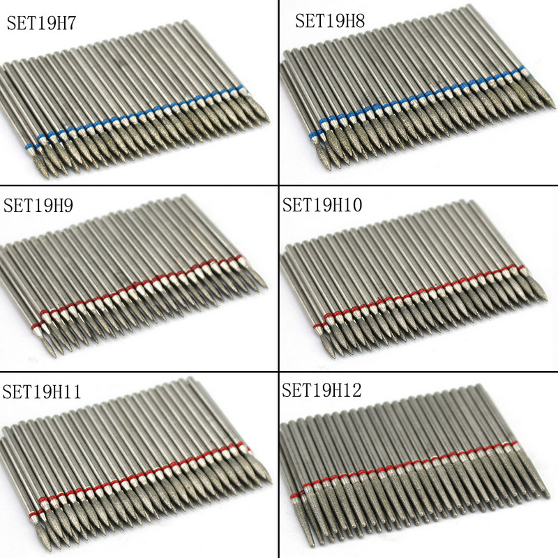 50 buc/pachet Seturi de burghie rotative pentru unghii cu diamante Freze electrice pentru manichiură Accesoriu pentru curățarea unghiilor Îndepărtarea pielii moarte