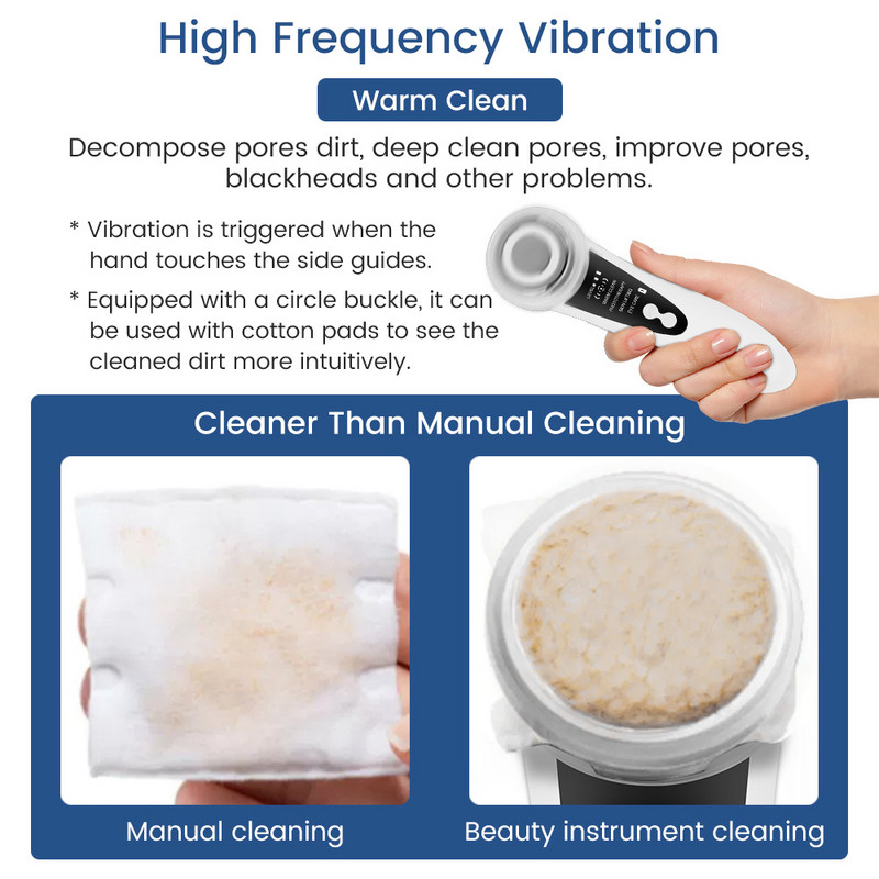Dispozitiv de îndepărtare a punctelor negre USB Diamond Dermabrasion Naz Vacuum Pore Cleanser + Dispozitive de ridicare pentru terapie cu lumină facială Masaj vibrant pentru față