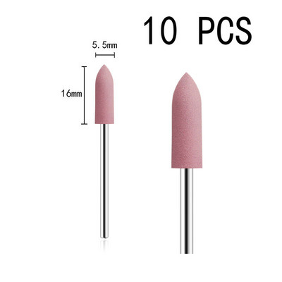 10db/készlet 10*24mm gumi szilikon körömfúró nagy fejű körömpuffer marók manikűr pedikűr kutikula tisztító eszközökhöz