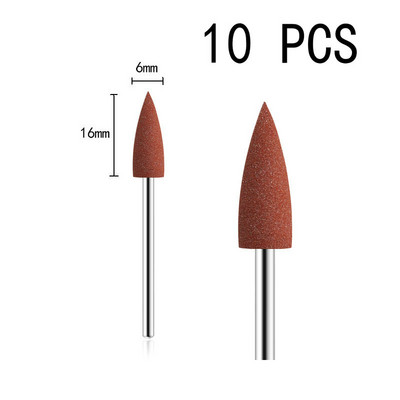 10db/készlet 10*24mm gumi szilikon körömfúró nagy fejű körömpuffer marók manikűr pedikűr kutikula tisztító eszközökhöz