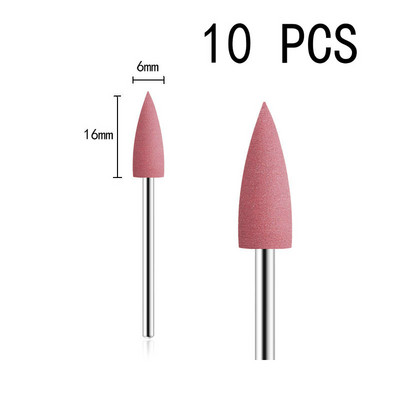 10db/készlet 10*24mm gumi szilikon körömfúró nagy fejű körömpuffer marók manikűr pedikűr kutikula tisztító eszközökhöz