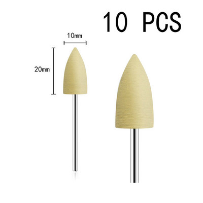 10db/készlet 10*24mm gumi szilikon körömfúró nagy fejű körömpuffer marók manikűr pedikűr kutikula tisztító eszközökhöz