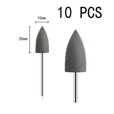 10db/készlet 10*24mm gumi szilikon körömfúró nagy fejű körömpuffer marók manikűr pedikűr kutikula tisztító eszközökhöz