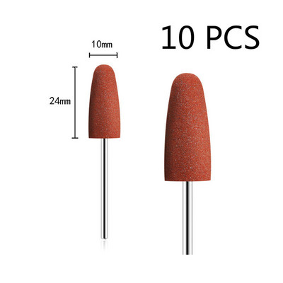 10db/készlet 10*24mm gumi szilikon körömfúró nagy fejű körömpuffer marók manikűr pedikűr kutikula tisztító eszközökhöz