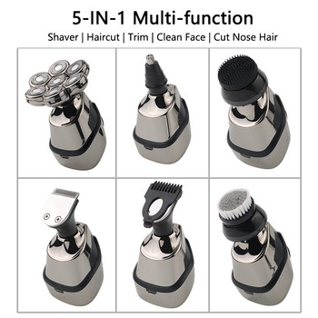 5 В 1 4D мъжка акумулаторна електрическа самобръсначка за плешива глава 7 плаваща ножица за брада, нос, уши, тример за коса Мъжка четка за почистване на лице