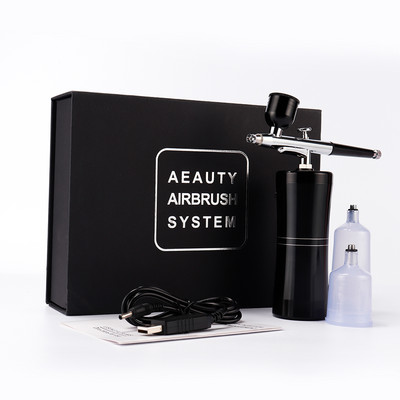 Mini Airbrush készlet Légkompresszor Airbrush festékszóró pisztoly USB újratölthető oxigén befecskendező körömművészethez tetováló kézműves tortához