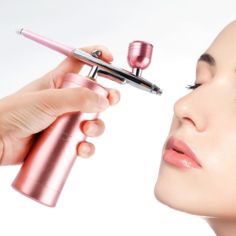 Mini Airbrush készlet Légkompresszor Airbrush festékszóró pisztoly USB újratölthető oxigén befecskendező körömművészethez tetováló kézműves tortához