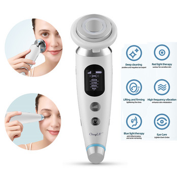 CkeyiN EMS Face Massager Light Therapy Machine+Ultrason Skin Scrubber+Electric Face Massage Cleaning Brush+Neck Beauty Device