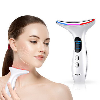 CkeyiN EMS Face Massager Light Therapy Machine+Ultrason Skin Scrubber+Electric Face Massage Cleaning Brush+Neck Beauty Device