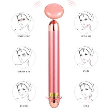 5-σε-1 24K Gold Beauty Bar Face Massager Electric Vibrating Rose Quartz 3D Roller Face Lifting Body Facial Gua Shade Roller