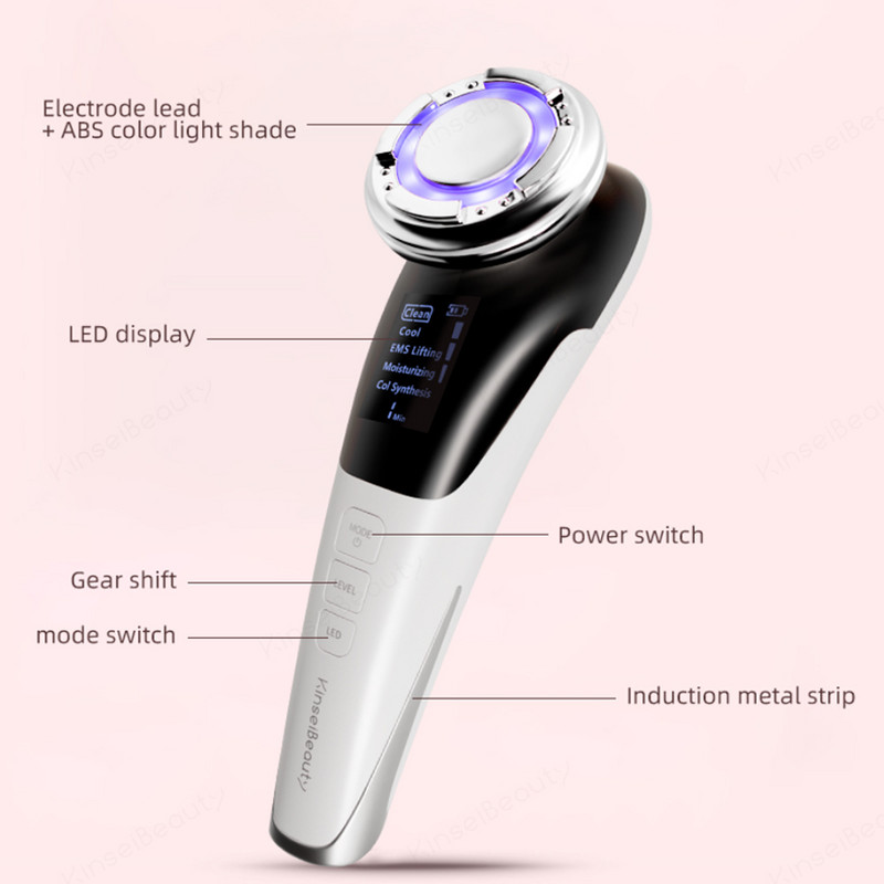 EMS Arcmasszírozó LED fényterápia Sonic Vibrációs ránctalanítás Bőrfeszesítő Hot Cool kezelés Bőrápoló Szépségkészülék
