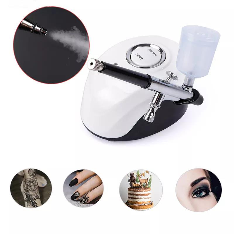Sminkfestés Bőrápolás Torta permetezés Nail Art Tetoválás Craft Nano Nano Bőrfehérítő Köd Mini Levegős Sprayer Kit Oxigén Injektor