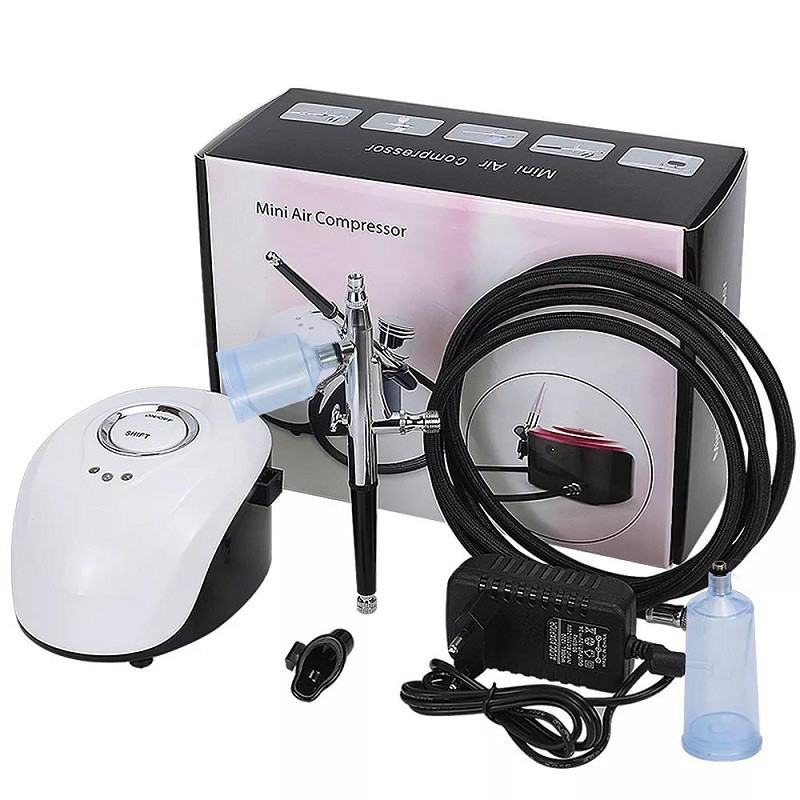 Sminkfestés Bőrápolás Torta permetezés Nail Art Tetoválás Craft Nano Nano Bőrfehérítő Köd Mini Levegős Sprayer Kit Oxigén Injektor