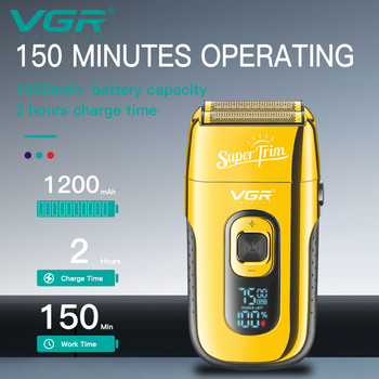 Ξυριστική μηχανή προσώπου VGR με Blade Professional Hair Trimmer Golden Electric Shaver Επαναφορτιζόμενη μηχανή ξυρίσματος ασφαλείας για άνδρες V-332