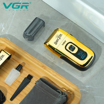 Ξυριστική μηχανή προσώπου VGR με Blade Professional Hair Trimmer Golden Electric Shaver Επαναφορτιζόμενη μηχανή ξυρίσματος ασφαλείας για άνδρες V-332