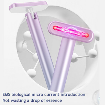 Εργαλείο περιποίησης προσώπου 4 σε 1 Θεραπεία με κόκκινο φως για πρόσωπο λαιμού EMS μικρορευματικό μασάζ προσώπου Αντιγηραντικό ραβδί ομορφιάς για σύσφιξη του δέρματος