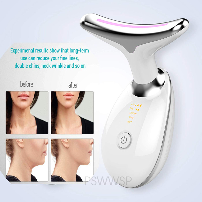 Neck Face Beauty Device 3 Color LED Photon Therapy Skin Tighten Reduce Double Chin Anti Wrinkle Neck Lift arcbőrápoló eszközök