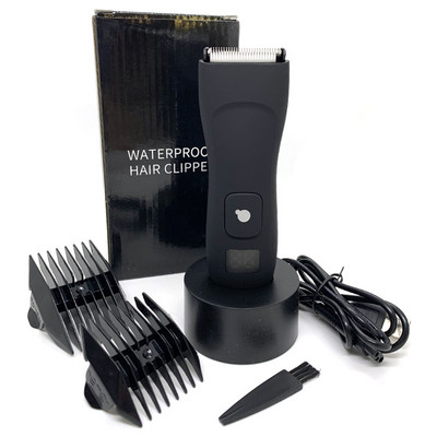 Afișaj LED Aparat de tuns pubian electric pentru corp inghinal Trimmer rezistent la apă umedă și uscată Aparat de ras cu bile pentru igienă masculină pentru bărbați cu bază