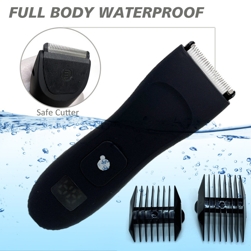 Afișaj LED Aparat de tuns pubian electric pentru corp inghinal Trimmer rezistent la apă umedă și uscată Aparat de ras cu bile pentru igienă masculină pentru bărbați cu bază