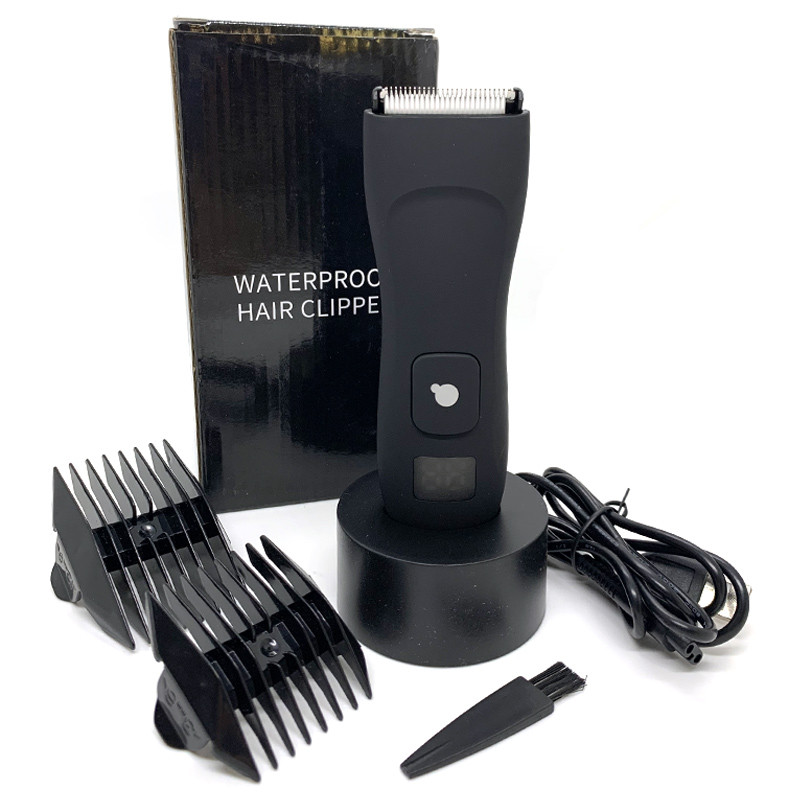 Afișaj LED Aparat de tuns pubian electric pentru corp inghinal Trimmer rezistent la apă umedă și uscată Aparat de ras cu bile pentru igienă masculină pentru bărbați cu bază