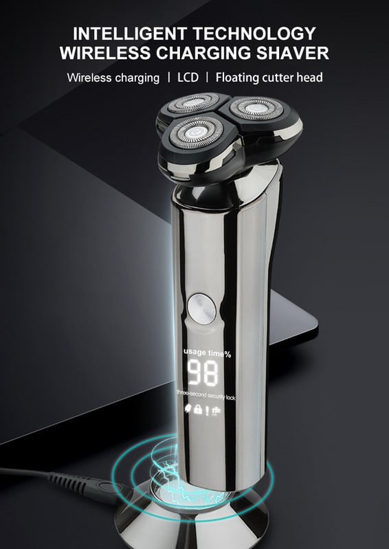 Aparat de ras electric S3000, cu utilizare fără fir, aparat de ras electric 4D pentru bărbați, reîncărcabil prin USB, aparat de bărbierit pentru bărbați, rezistent la apă, cu bază de încărcare