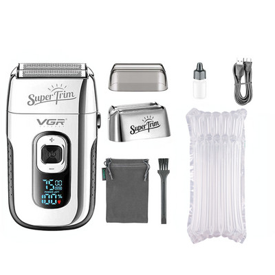 VGR skustuvas Profesionalus barzdaskutė įkraunama barzdos kirpimo mašinėlė Nešiojama skutimosi mašina Skaitmeninio ekrano skustuvai skutimosi vyrams V-332