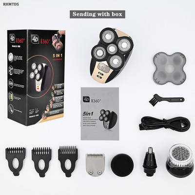 Új elektromos borotva férfiaknak, újratölthető elektromos borotva 5 úszófejes nedves és száraz szakállvágó hajvágó borotvagép