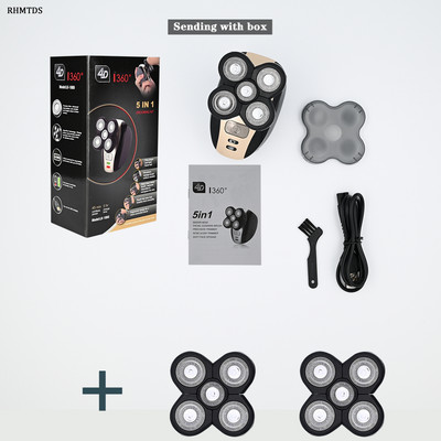 Új elektromos borotva férfiaknak, újratölthető elektromos borotva 5 úszófejes nedves és száraz szakállvágó hajvágó borotvagép