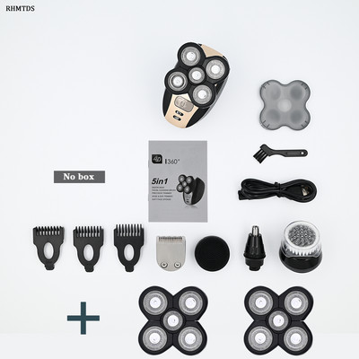 Új elektromos borotva férfiaknak, újratölthető elektromos borotva 5 úszófejes nedves és száraz szakállvágó hajvágó borotvagép