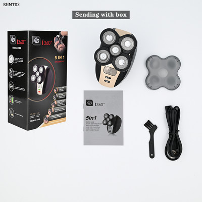 Új elektromos borotva férfiaknak, újratölthető elektromos borotva 5 úszófejes nedves és száraz szakállvágó hajvágó borotvagép