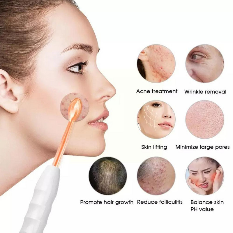4u1 štapić s visokofrekventnom elektrodom s neonskom cijevi za elektroterapiju Instrument Stakleni alat Ozon Spa Remover Spot Acne Spot Home Beauty H1A3