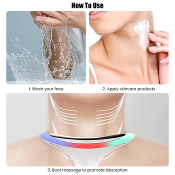 V Line Face EMS Electric Neck Lifting Beauty Massager LED Photon Therapy Face Skin Anti-aging Reduce Roller Firing Chin