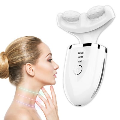 V Line Face EMS Electric Neck Lifting Beauty Massager LED Photon Therapy Face Skin Anti Aging Wrinkle Reduce Roller Стягаща брадичка